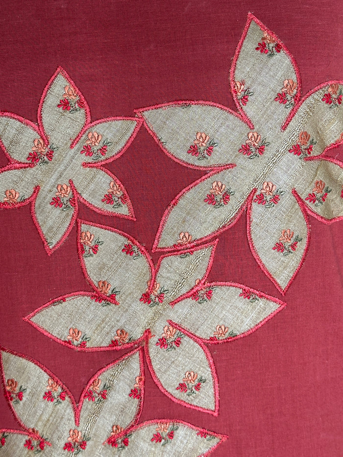 Amaryllis Unstitched Cotton Kurta Set - Terracotta
