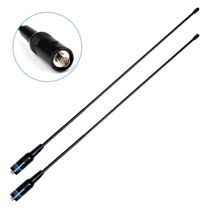 Baofeng UHF/VHF antenne der er 38 cm lang med SMA-Female connector
