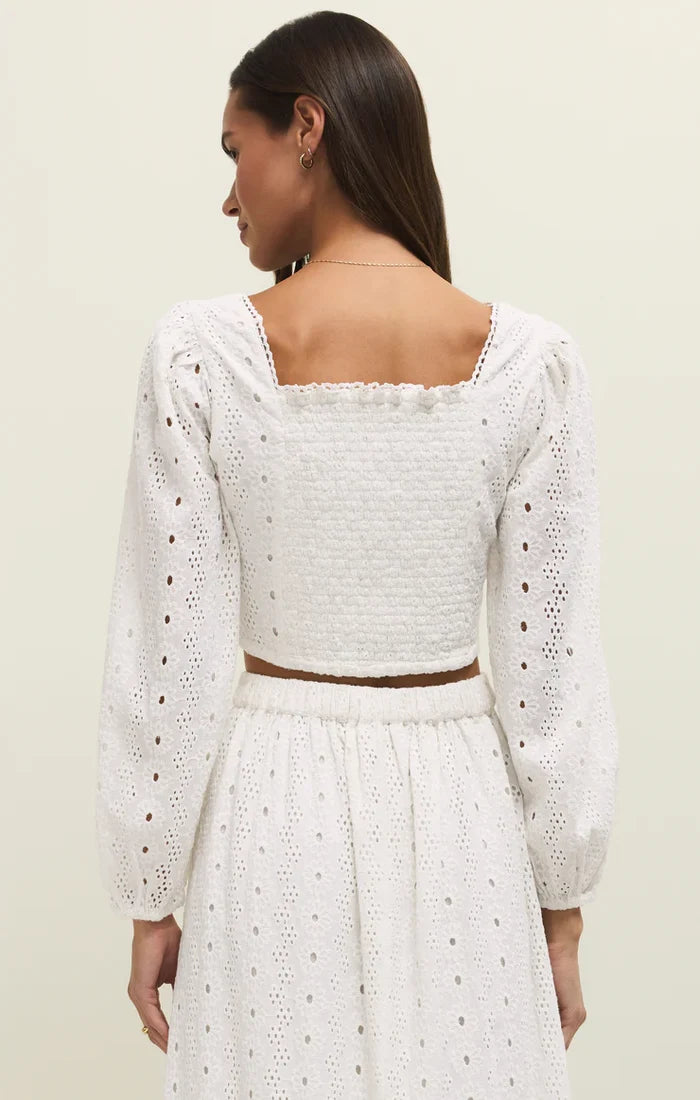 Bria Eyelet Top - White