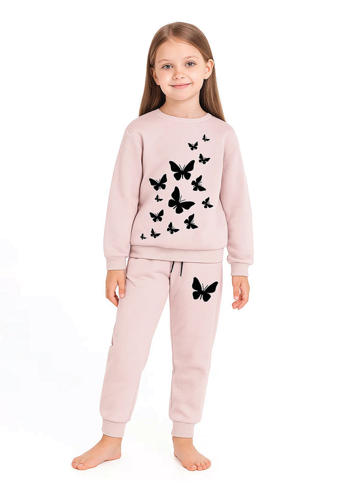 Girls winter fleece tracksuit with full sleeves and pants