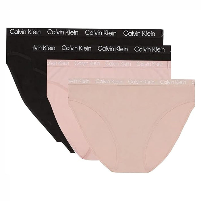 Calvin Klein Womens Bikini Cotton Modal Underware Pack Of 4 (UAE/KSA, Alpha - Black, Light Pink, Beige)