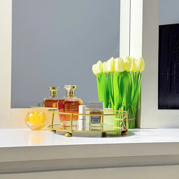 Classy Golden Vanity Display with Mirror