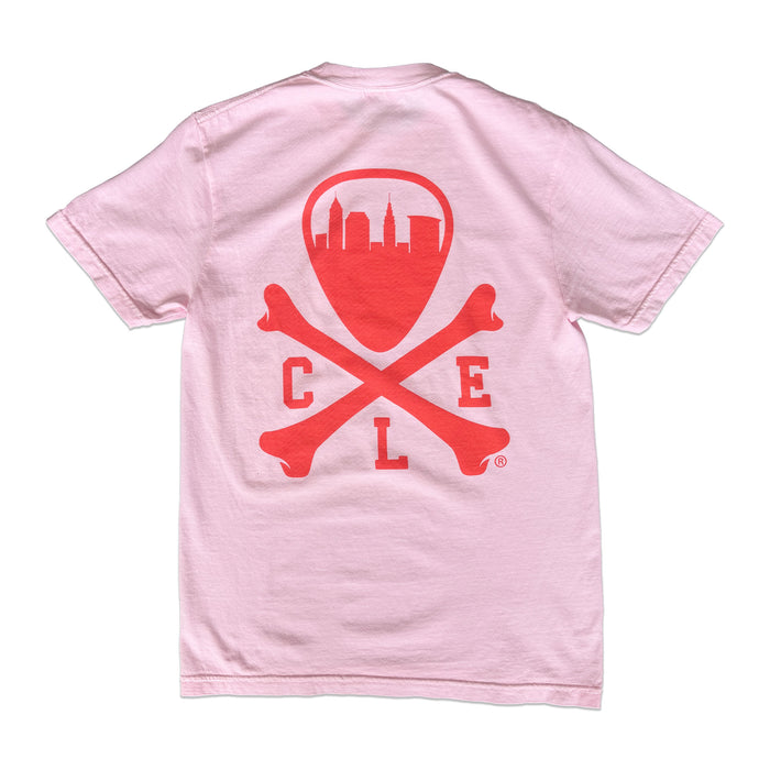 CLE Logo - Mens/Unisex Crew T-shirt - Blossom Pink w/Coral