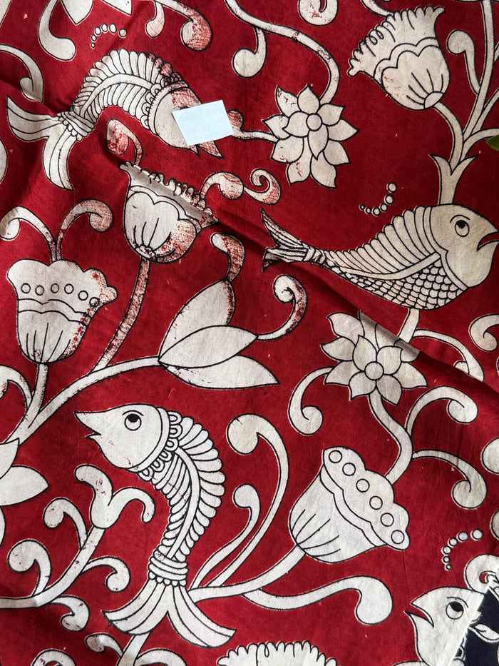 Damaged Kalamkari printed silk dupatta