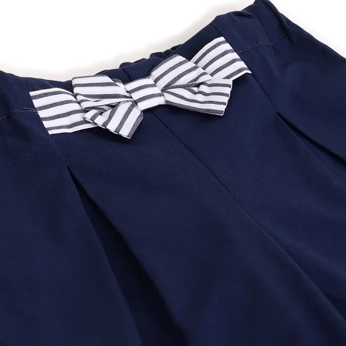 Girls Navy Blue Pleated Trousers