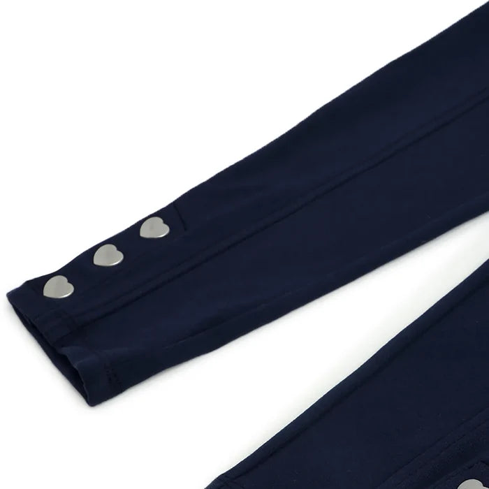 Girls Navy Solid Leggings