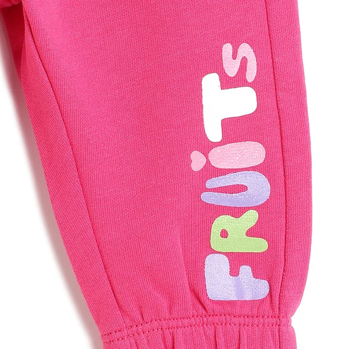 Girls Pink Printed Joggers