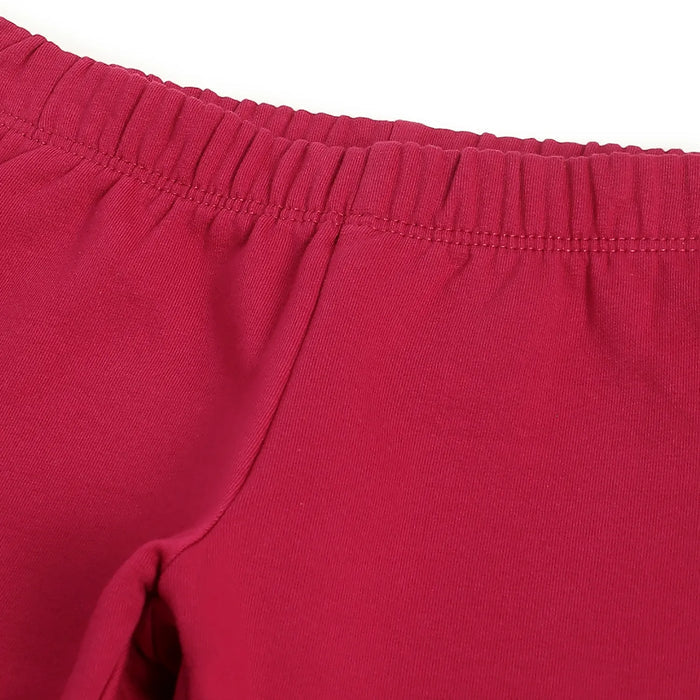 Girls Red Regular Fit Solid Leggings