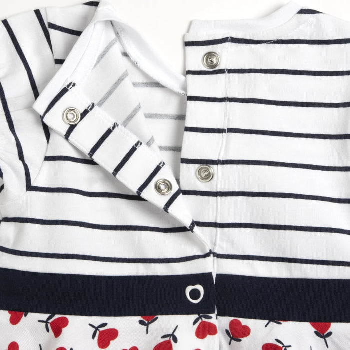 Girls White and Red Striped Dress