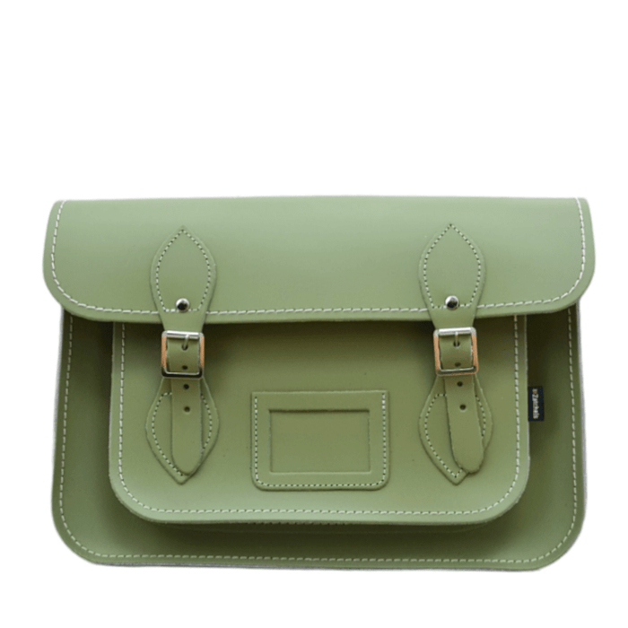 Handmade Leather Satchel – Sage Green - Bascora