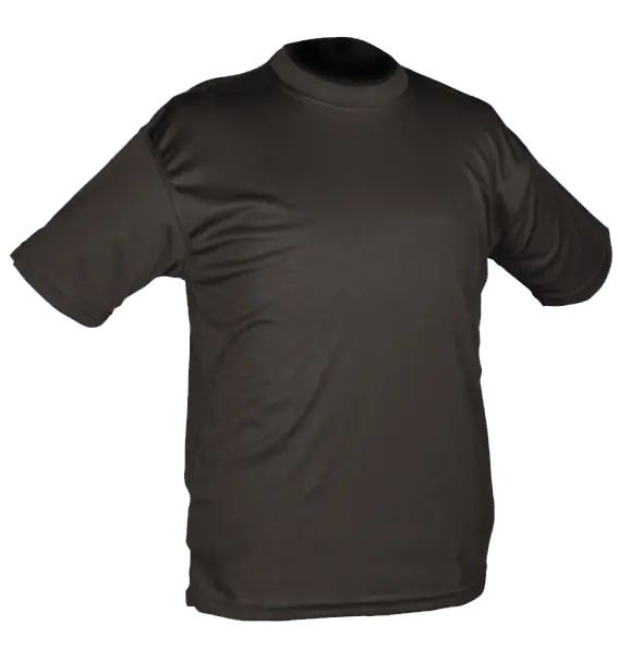 Mil-Tec Quick Dry T-shirt sort, hurtigttørrende, åndbar polyester til aktiv brug