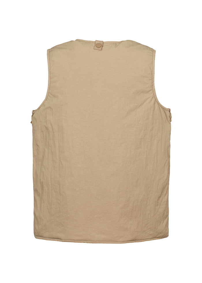 Orvella alpaca-vest til børn i beige, bagpå med enkel overflade