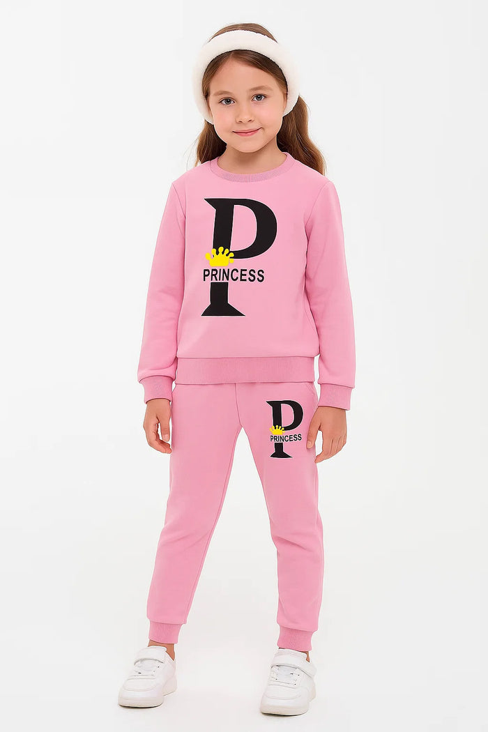 Pink Princess Winter Fleece Set for Girls