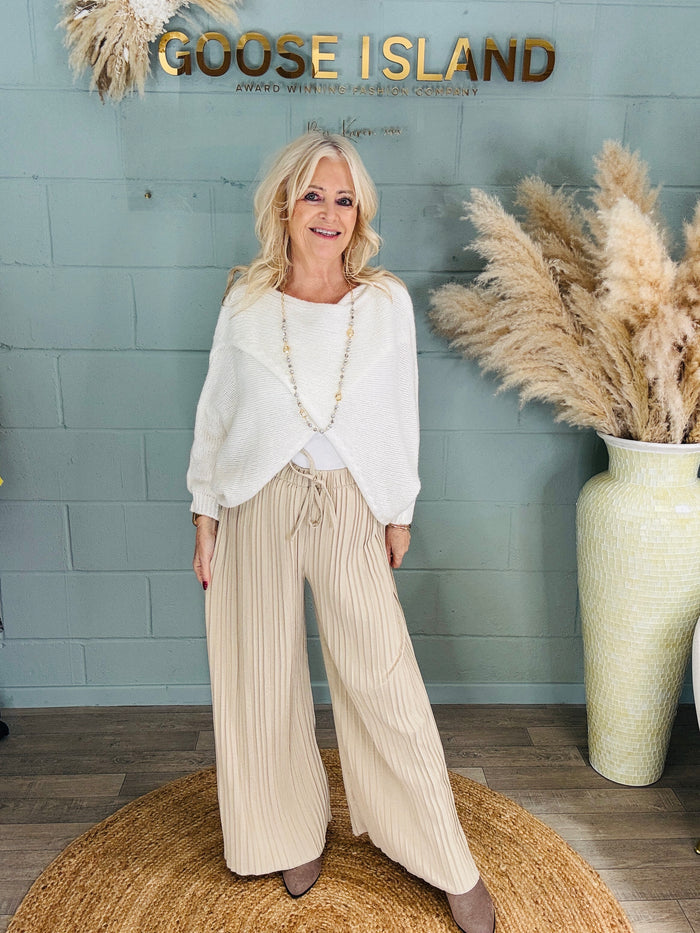 Polly Pleat Trousers Beige