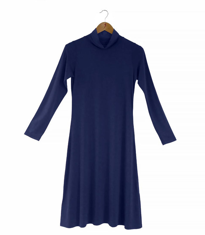 Women's Silkspun High Neck Rachel Dress in Navy
