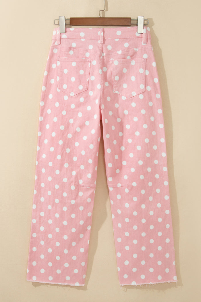 Sky Blue Polka Dot Casual Slim Fit Jeans