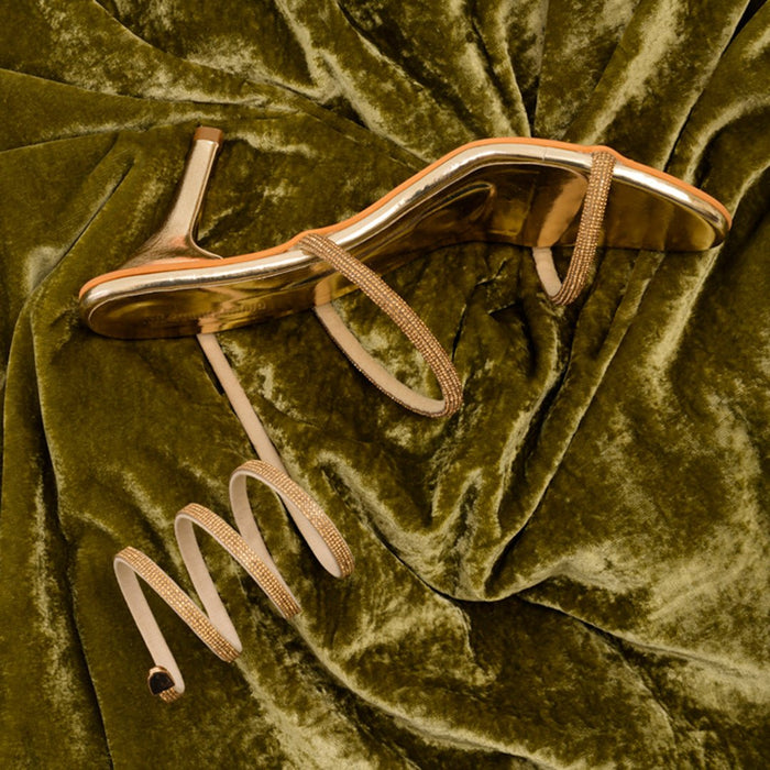 Spiral Stiletto Heels - Golden - The Quirky Naari