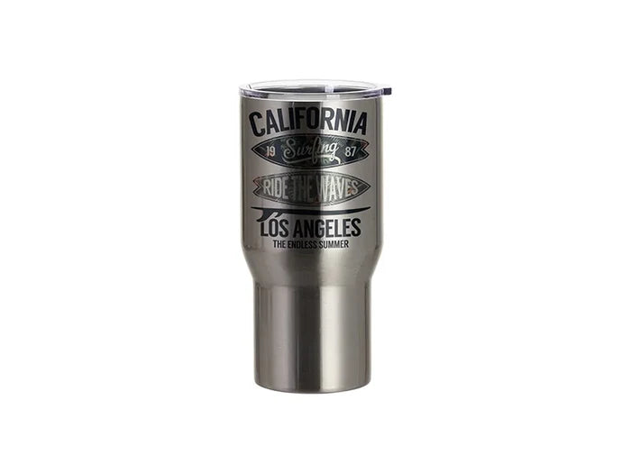 Sublimation Blanks 22oz/650ml Stainless Steel Travel Tumbler with Clear Flat Lid (Silver)
