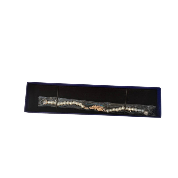 Swarovski Nice bracelet Crystal pearl, Feather, White, Rose gold-tone plated*NEW