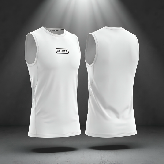 Youth Sleeveless Compression Shirt - White