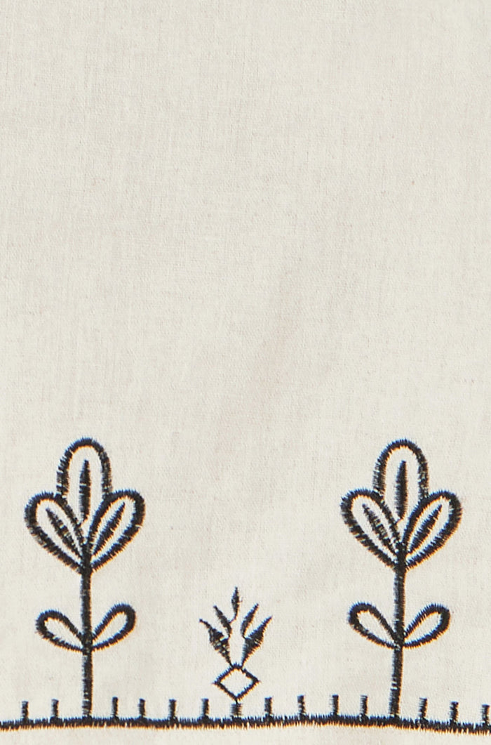 Ivory Linen Mix Embroirdered Top - Bascora