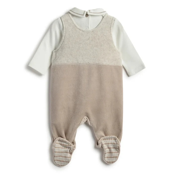 2 Pc Long Sleeve Bodysuit & Sleeveless Beige Babysuit