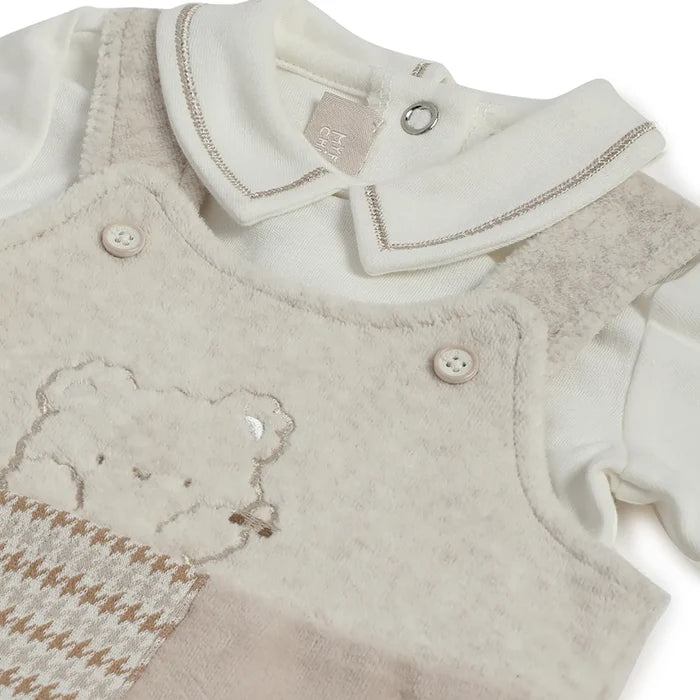 2 Pc Long Sleeve Bodysuit & Sleeveless Beige Babysuit