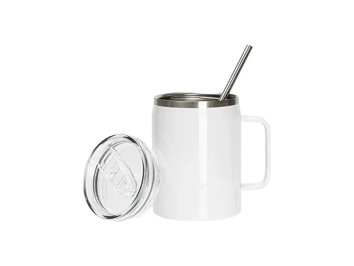 30oz/900ml Sublimation Blanks Stainless Steel Wine Barrel Tumbler with Slide Waterproof Lid & Straw(White)