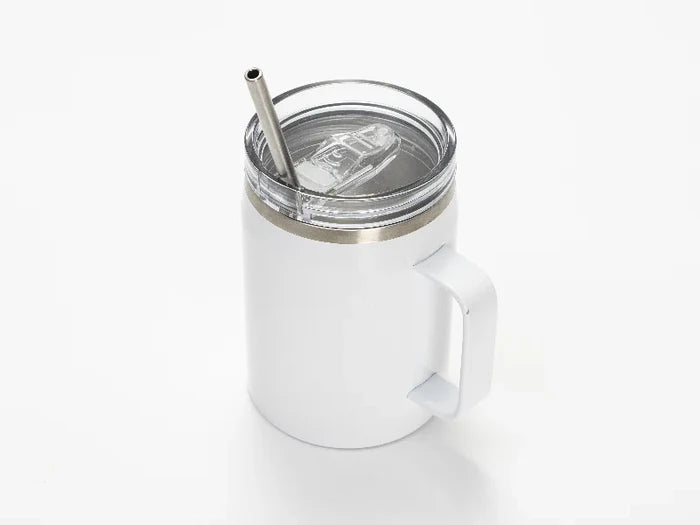 30oz/900ml Sublimation Blanks Stainless Steel Wine Barrel Tumbler with Slide Waterproof Lid & Straw(White)