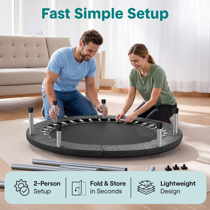 40" Foldable Mini Trampoline, Low-Impact Workout, Adjustable Handrail