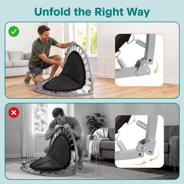 40" Foldable Mini Trampoline, Low-Impact Workout, Adjustable Handrail