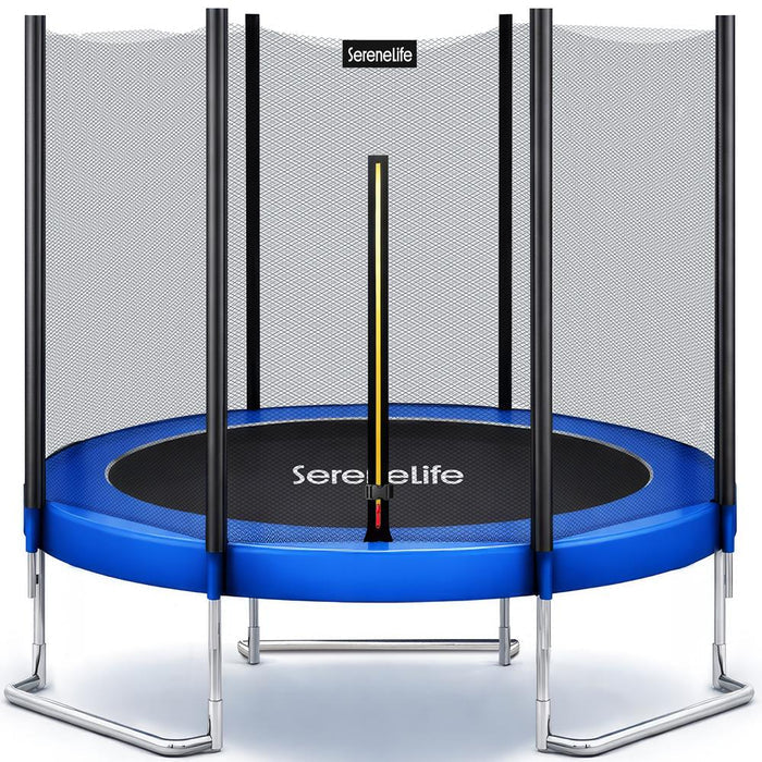 8FT Outdoor Trampoline, Safe Jumping, Reinforced Mat, Blue