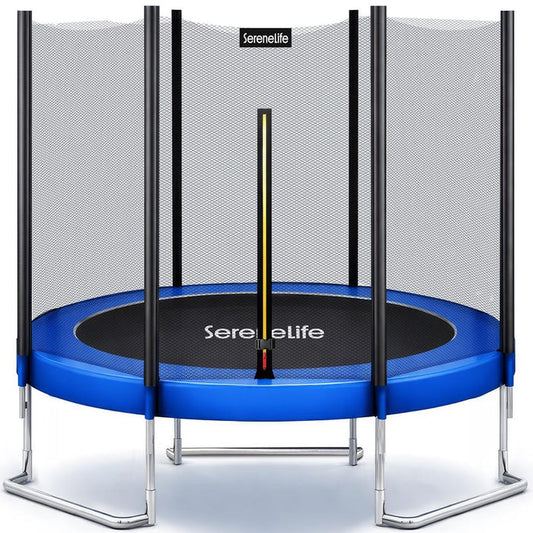 8FT Outdoor Trampoline, Safe Jumping, Reinforced Mat, Blue