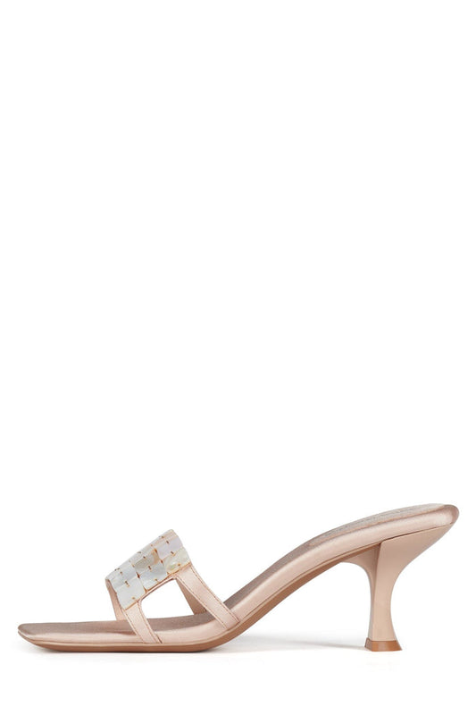 ABALONE-SH Jeffrey Campbell Heeled Sandal Champagne Satin Combo