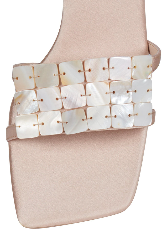 ABALONE-SH Jeffrey Campbell Heeled Sandal Champagne Satin Combo