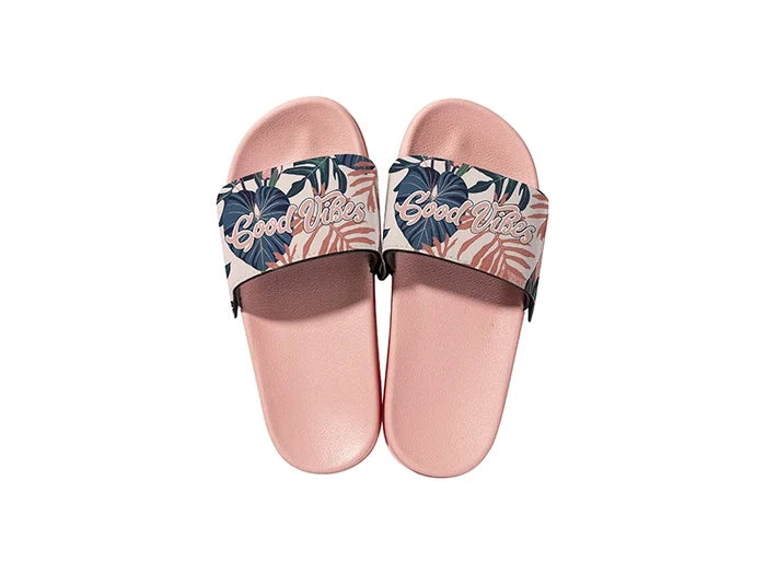 Adult Slippers w/ Sublimation PU Leather (Pink Sole)