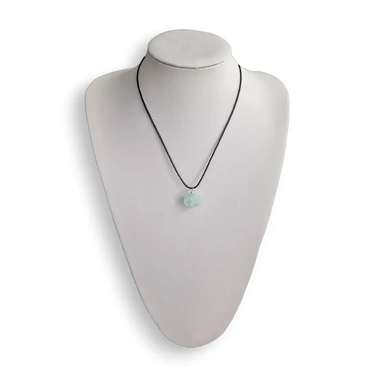 Aquamarine necklace, faceted crystal on a wax cord