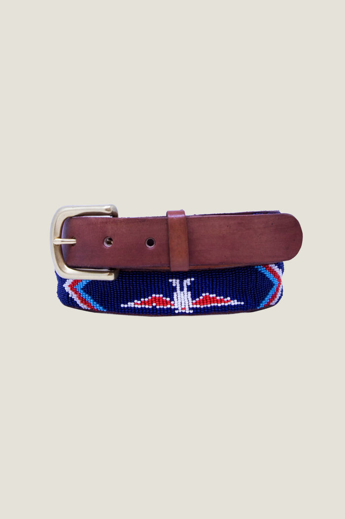 Arrow Leather Belt | Navy/Red/Turquoise