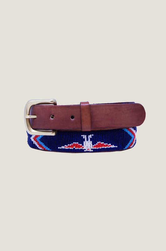 Arrow Leather Belt | Navy/Red/Turquoise