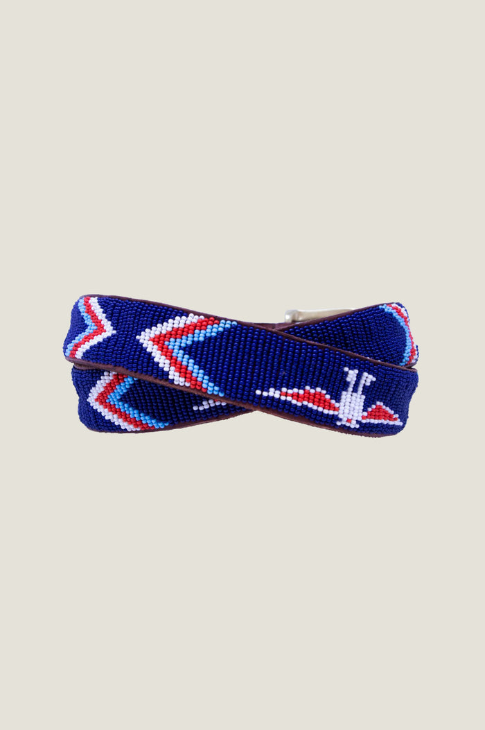 Arrow Leather Belt | Navy/Red/Turquoise