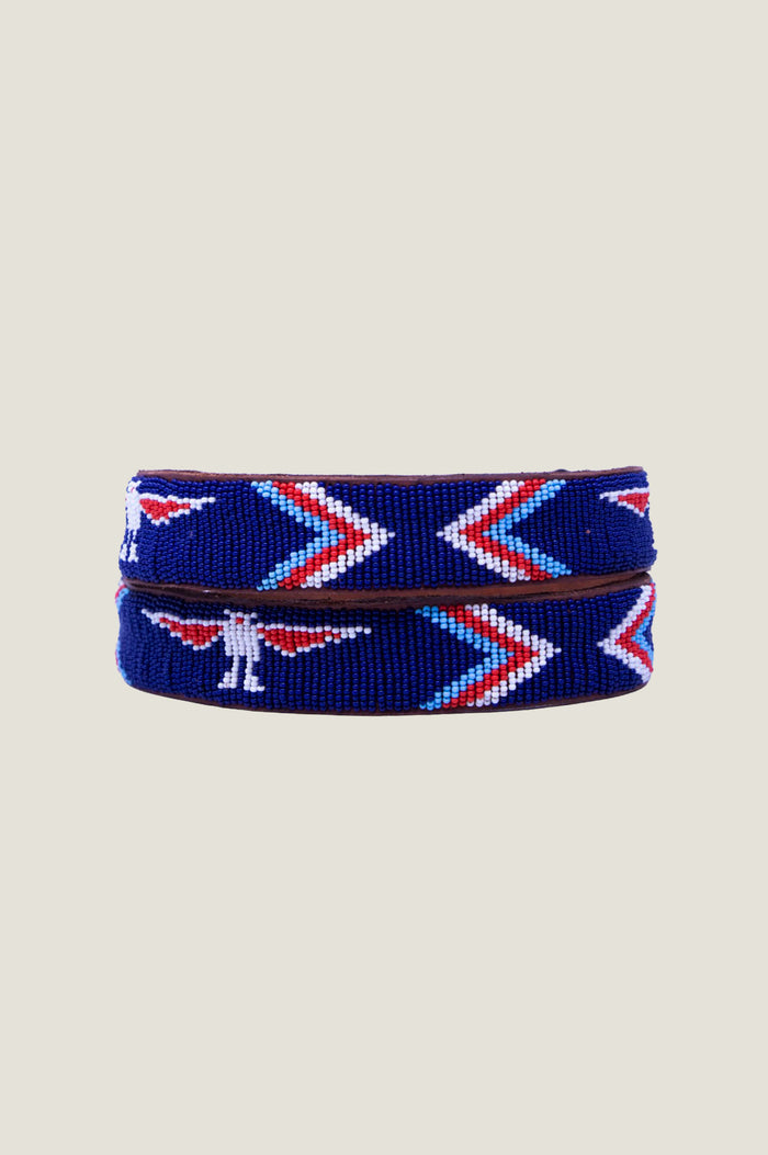 Arrow Leather Belt | Navy/Red/Turquoise