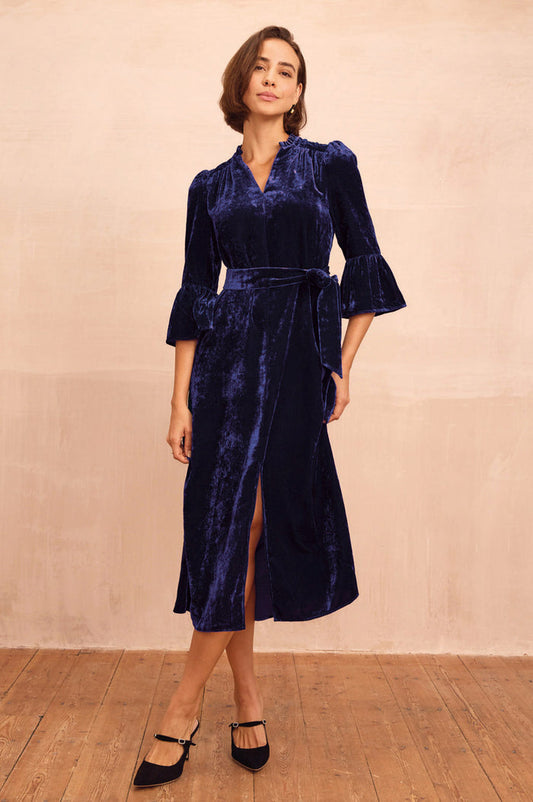 Astrid Velvet Dress | Navy - Aspiga