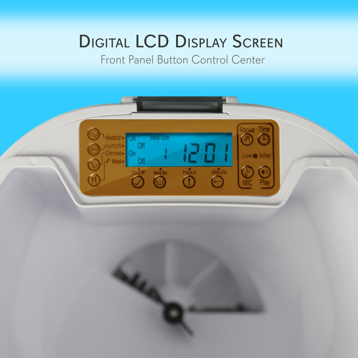 Automatic Pet Feeder, Optimal Schedule, Voice Recording, LCD Display
