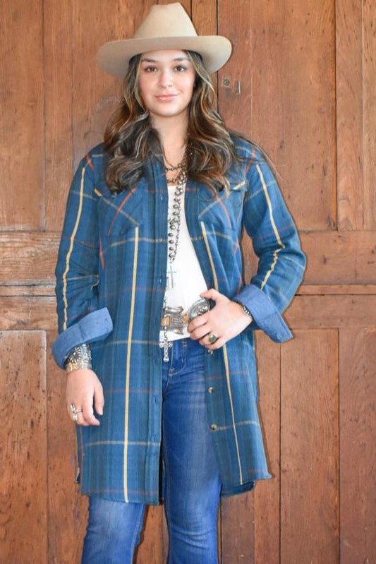 Ayla Tunic - Blue Plaid Shirt Jacket
