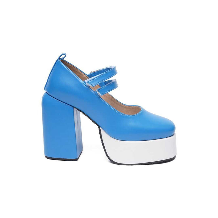Azure Mary Jane Platforms - The Quirky Naari