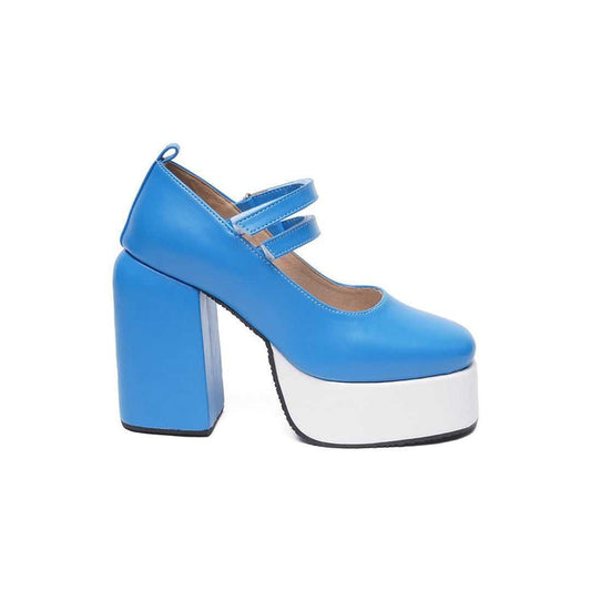Azure Mary Jane Platforms - The Quirky Naari