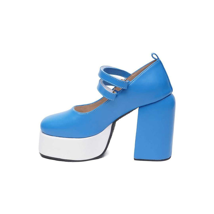 Azure Mary Jane Platforms - The Quirky Naari