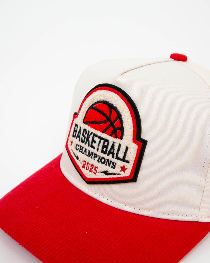 Basketball Patch Fade Hat Cream & Red Corduroy