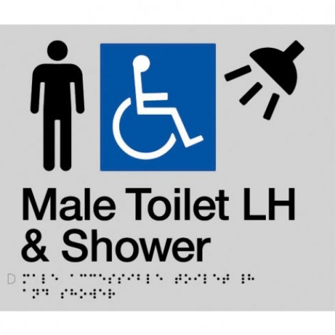 BEST BUY MDTSLH Accessible Male Toilet Left Hand and Shower Sign Braille