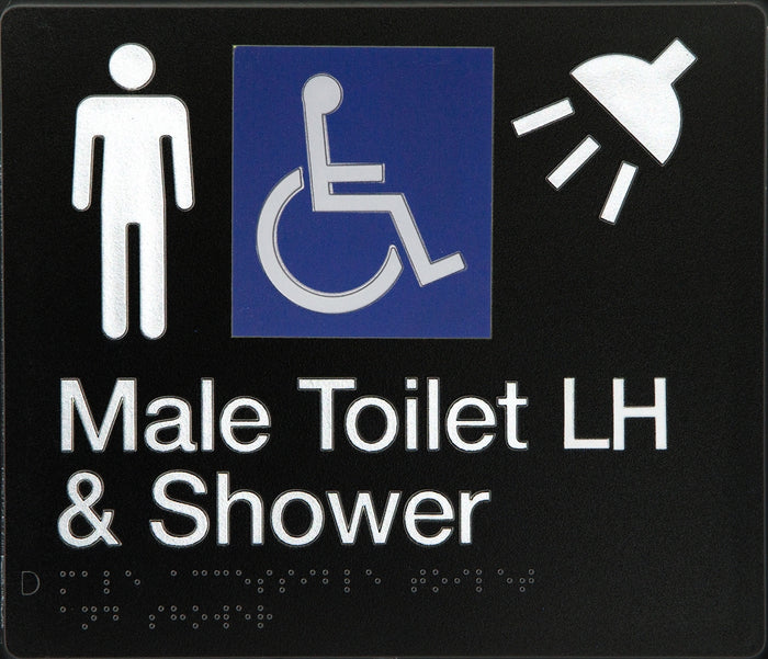BEST BUY MDTSLH Accessible Male Toilet Left Hand and Shower Sign Braille